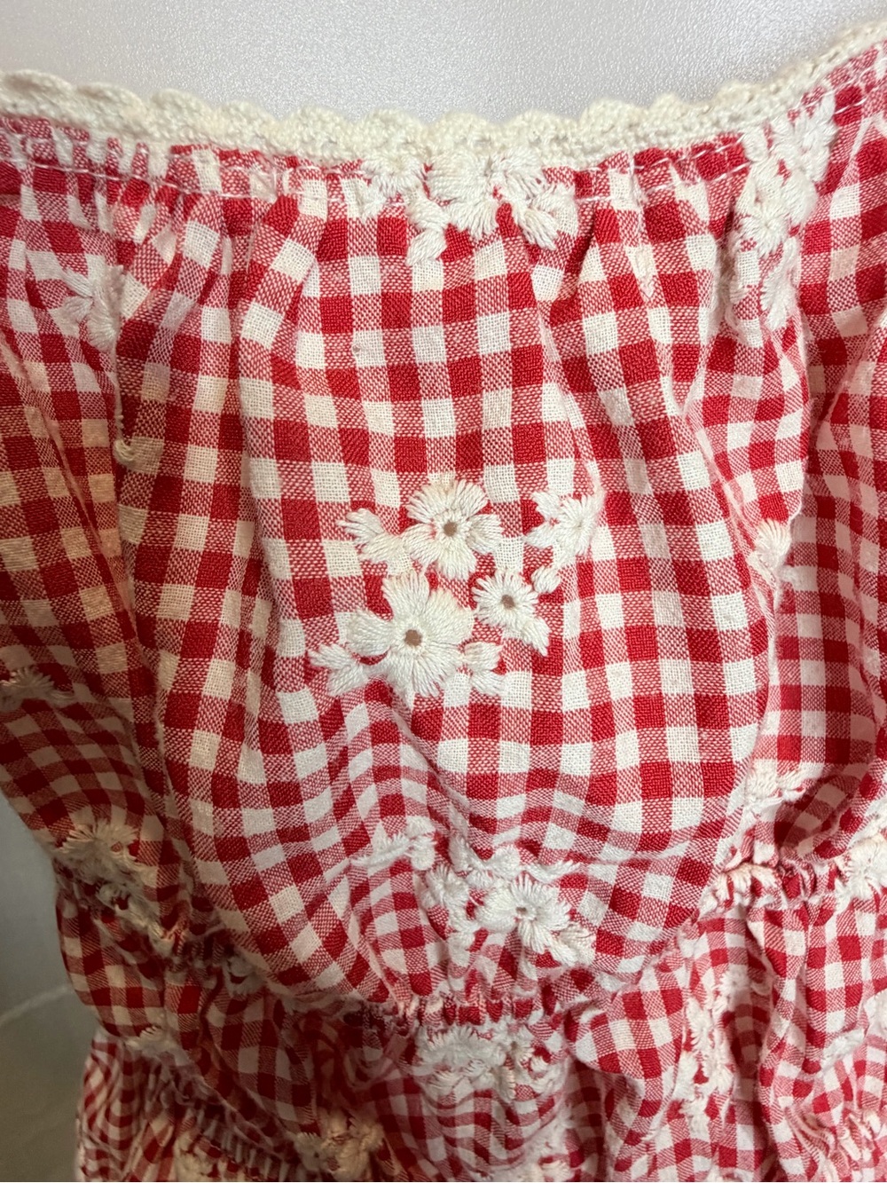 one clothing Red Gingham Tie-Front Puff Sleeve Blouse - Picture 5 of 8